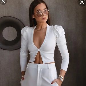 -Danielle Bernstein white cardigan NWT